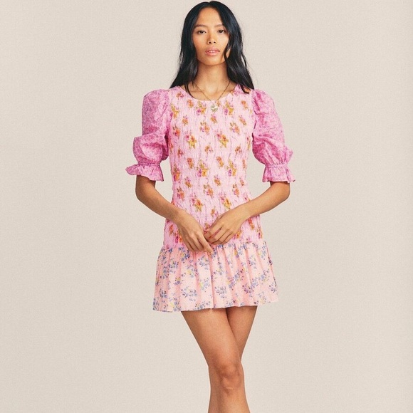LoveShackFancy Luppa Dress in Exploded Pink Size Small‎